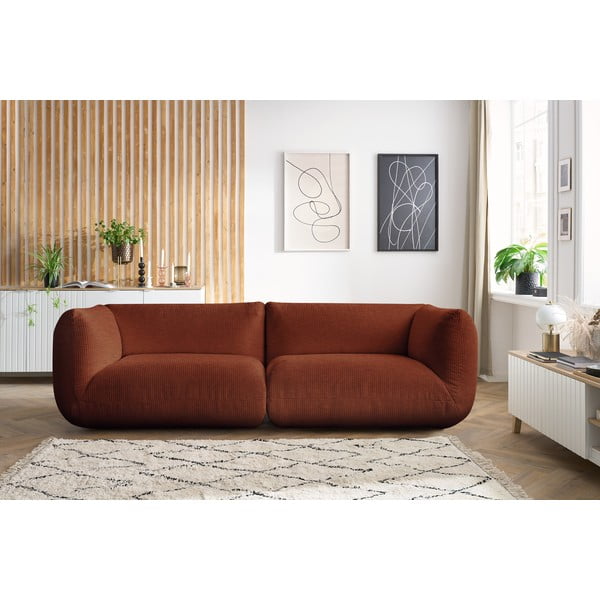 Narancssárga kordbársony kanapé 260 cm Lecomte – Bobochic Paris-image-1