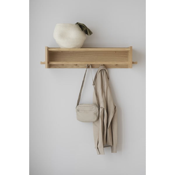 Natúr színű tölgyfa fali fogas polccal Hillmond – Rowico-image-1