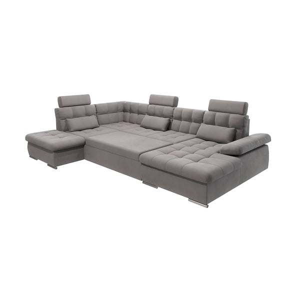 Szürke kinyitható tárolóhelyes sarokkanapé (bal oldali-U alakú) Merkur – Ropez-image-2
