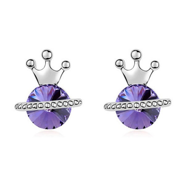 Queen fülbevaló lila kristályokkal és fehérarannyal - Swarovski Elements Crystals