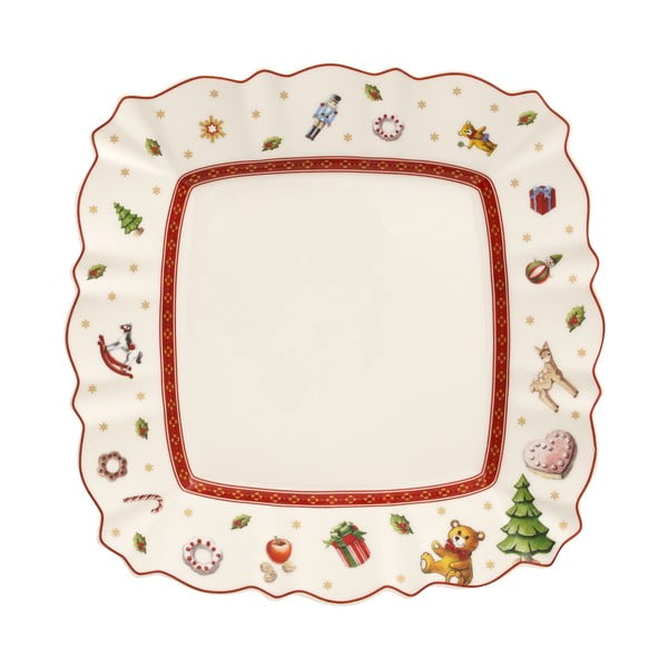 Fehér porcelán szervírozó tányér karácsonyi motívummal, 22,5 x 22,5 cm - Villeroy & Boch
