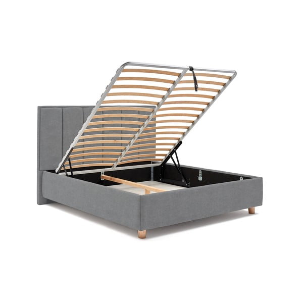 Wega kékesszürke kétszemélyes ágy ágyráccsal és tárolóhellyel, 180 x 200 cm - AzAlvásért-image-4