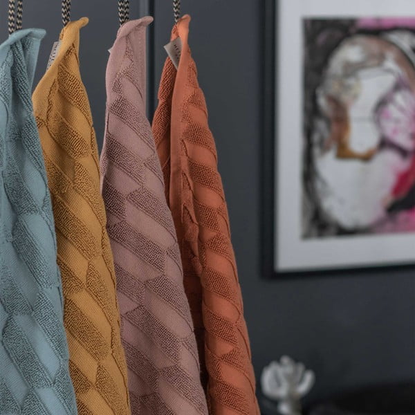 Sötétzöld pamut törölköző 50x95 cm Geo – Mette Ditmer Denmark-image-3