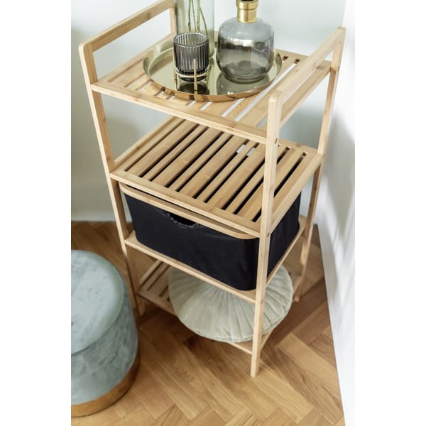 Fekete-natúr színű bambusz fürdőszobai polcos állvány 44x93,5 cm Ecori – Wenko-image-1