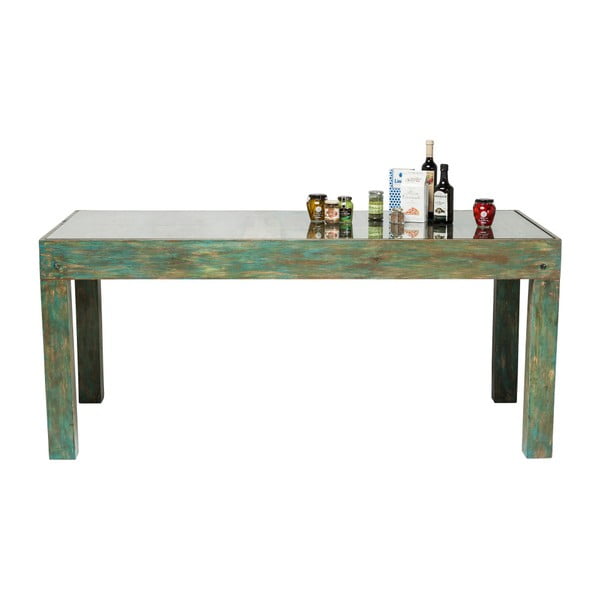 Surprise zöld étkezőasztal mangófa lappal, 180 x 90 cm - Kare Design