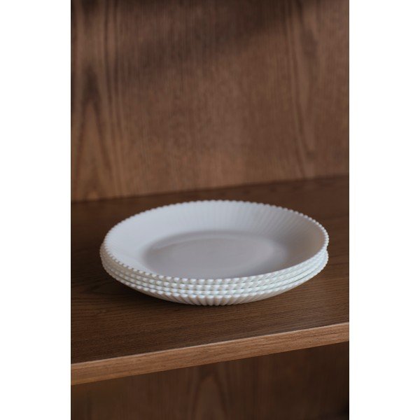 Fehér desszertes üveg tányér készlet 4 db-os ø 17,5 cm Alessia – Jotex-image-1