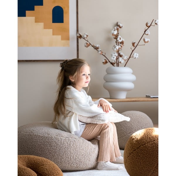 Világosbarna buklé gyerek babzsákfotel Round – Wigiwama-image-1