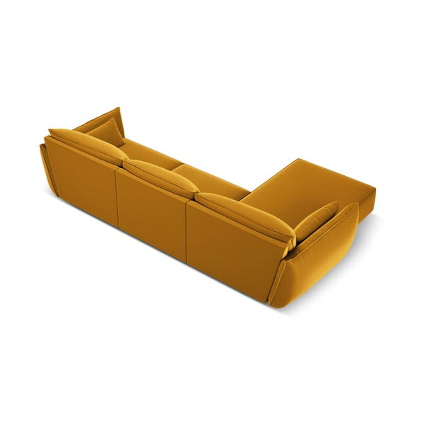 Mustársárga bársony sarokkanapé (bal oldali-heverő résszel) Vanda – Mazzini Sofas-image-3