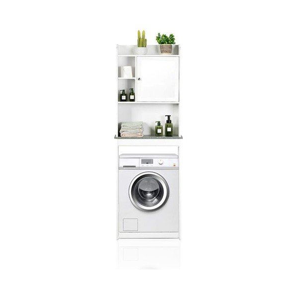Fehér magas szekrény mosógép/WC fölé 58x173 cm Laundry – Tomasucci-image-2