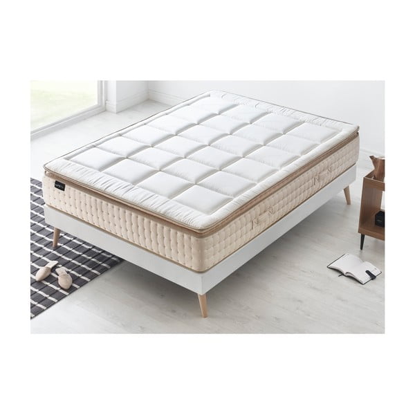 Cashmere fehér matrac krémszínű szegéllyel, 160 x 200 cm - Bobochic Paris