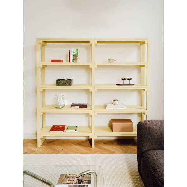 Világossárga bükkfa polcos állvány 184x180x37 cm Noru – noo.ma-image-2