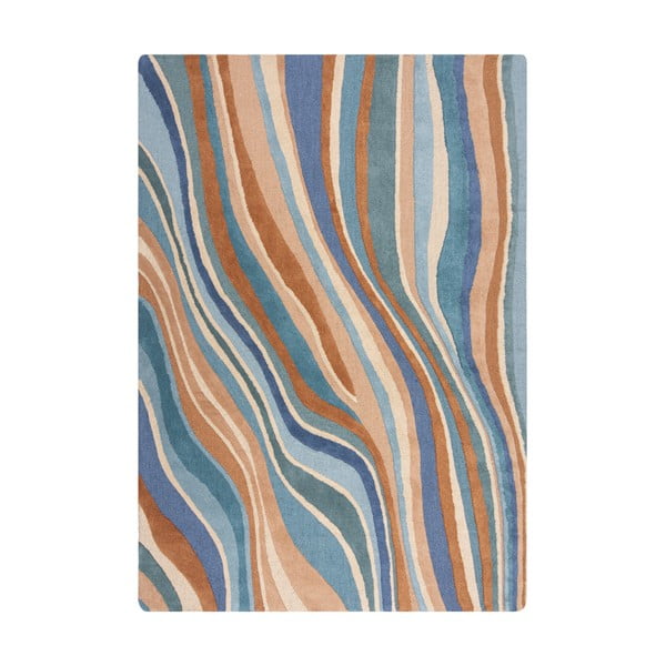 Kék kézi szövésű gyapjú szőnyeg 120x170 cm Abstract Flow – Flair Rugs