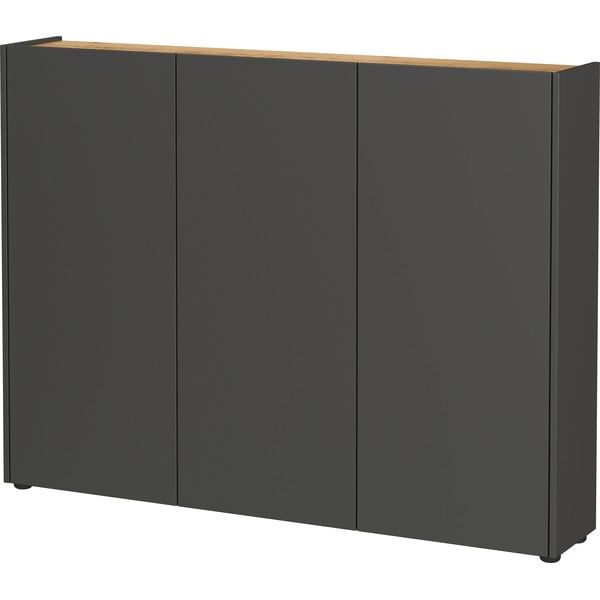 Antracitszürke szekrény tölgyfa dekorral 138x105x25 cm Libbiano – Germania