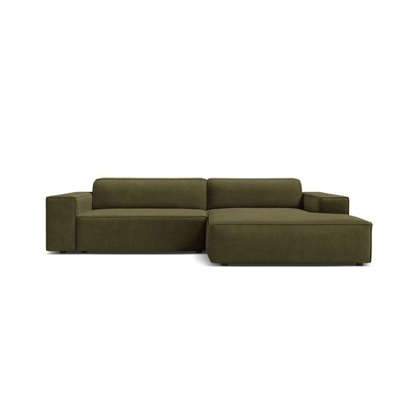 Khaki bársony moduláris sarokkanapé (jobb oldali-heverő résszel) Jodie – Micadoni -image-2