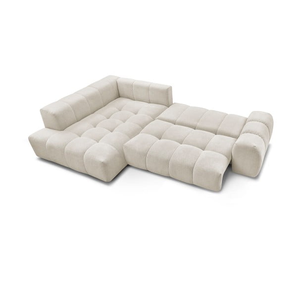 Fehér zsenília kinyitható-tárolóhelyes sarokkanapé (bal oldali-L alakú) Everest – Bobochic Paris-image-4