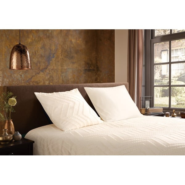 Krémszínű egyszemélyes hosszabbított mikroszálas ágyneműhuzat 140x220 cm Pure Zigzag – Good Morning-image-1