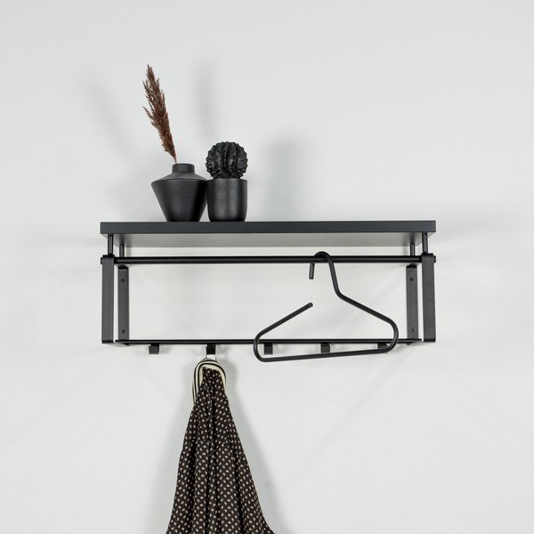 Fekete fém fali fogas polccal 70 cm Rex – Spinder Design-image-3