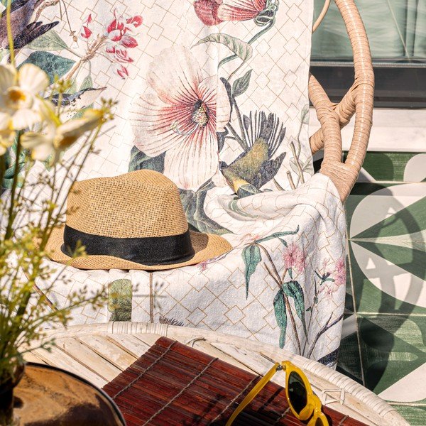 Fehér fürdőlepedő 70x150 cm Blooming – Happy Friday-image-2