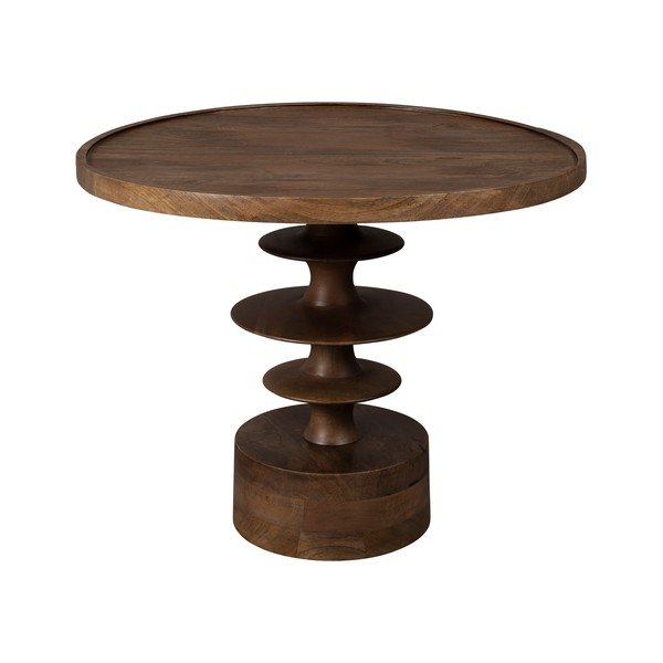 Sötét natúr színű mangófa kerek dohányzóasztal ø 66 cm Cath – Dutchbone