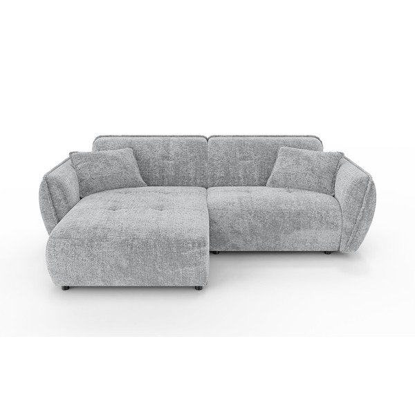 Világosszürke zsenília sarokkanapé (bal oldali-heverő résszel) Nelia – Ropez
