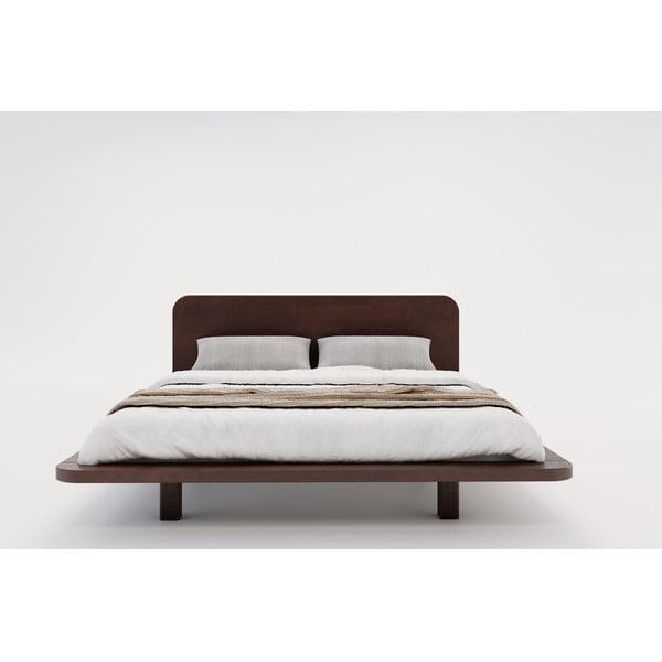 Sötétbarna bükkfa franciaágy 200x200 cm Japandic - Skandica-image-3