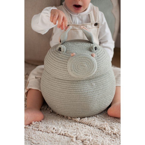 Világosszürke textil játéktároló kosár ø 25x30 cm Henry the Hippo – Lorena Canals-image-1