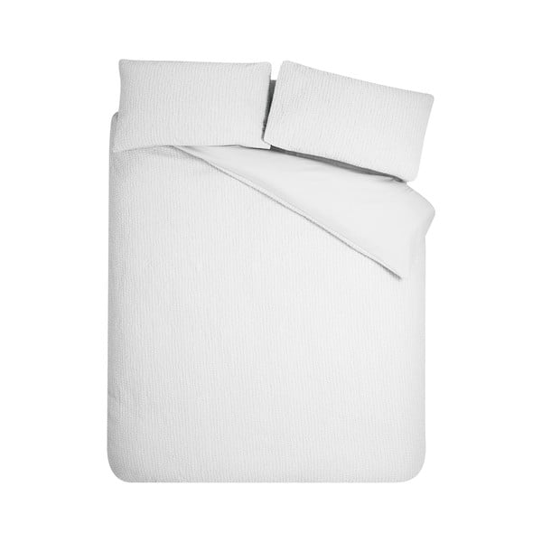 Fehér egyszemélyes krepp ágyneműhuzat 135x200 cm Crinkle Seersucker – Catherine Lansfield
