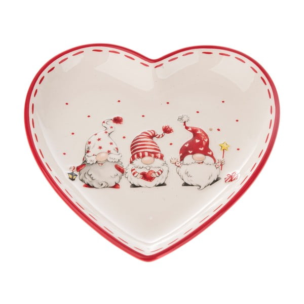 Szív alakú kerámiatányér karácsonyi motívummal - Dakls