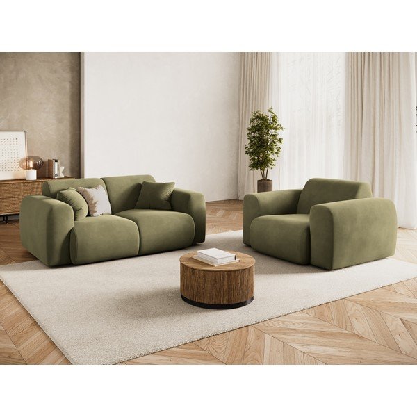 Khaki bársony fotel Molino – Micadoni -image-1