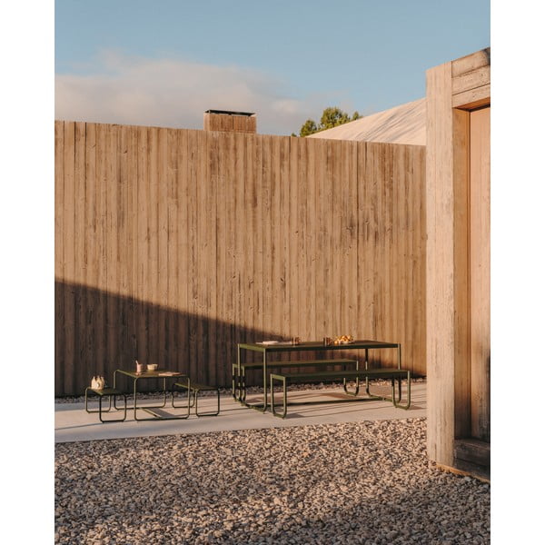 Sötétzöld fém négyszemélyes kerti étkezőgarnitúra Sotil – Kave Home-image-3