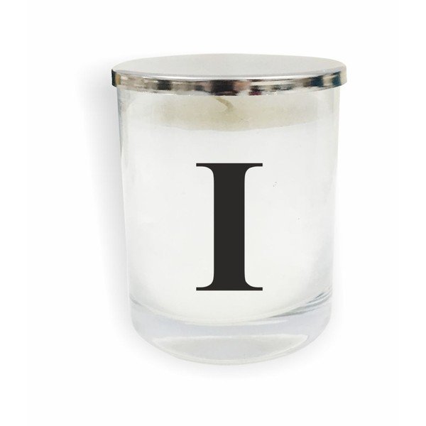 Monogram Glass Candle I fehér-fekete gyertya - North Carolina Scandinavian Home Decors
