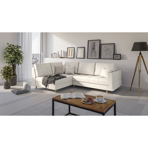 Krémszínű sarokkanapé (bal oldali) Ariella – Ropez-image-2