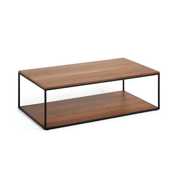 Sötét natúr színű dohányzóasztal diófa dekoros asztallappal 60x110 cm Yoana – Kave Home