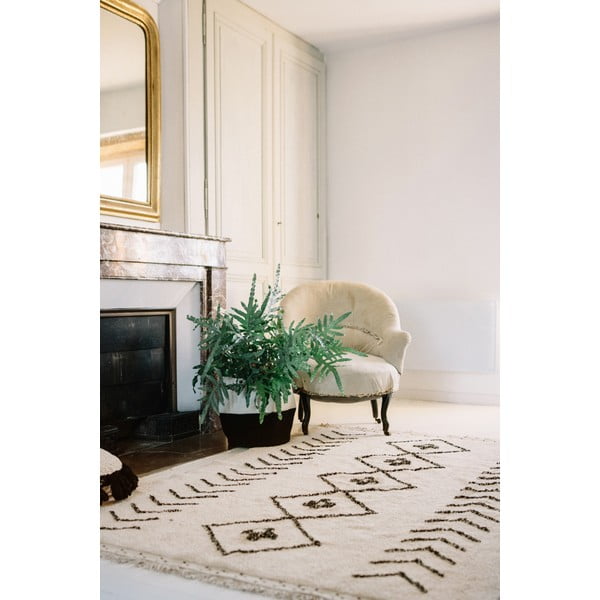 Krémszínű mosható kézi szövésű pamut szőnyeg 140x210 cm Bereber Rhombs – Lorena Canals-image-1