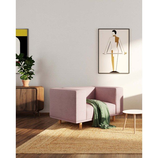 Rózsaszín buklé relaxációs fotel Kukumo – Ame Yens-image-3