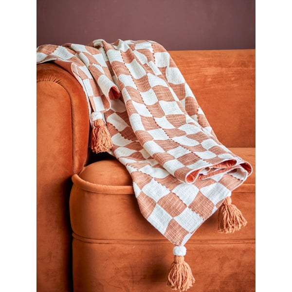 Barna-bézs pamut takaró 130x150 cm Chola – Bloomingville-image-1