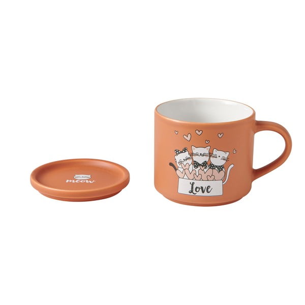 Narancssárga-bézs porcelán bögre szett 2 db-os 350 ml Cats – Brandani-image-2