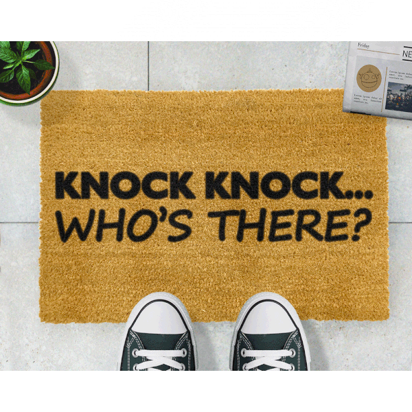 Knock Knock természetes kókuszrost lábtörlő, 40 x 60 cm - Artsy Doormats