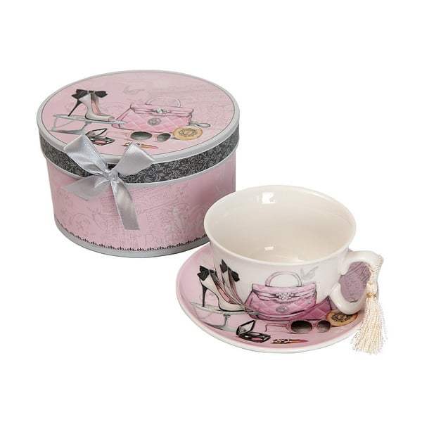 Porcelán csésze és csészealj ajándékdobozban - Antic Line