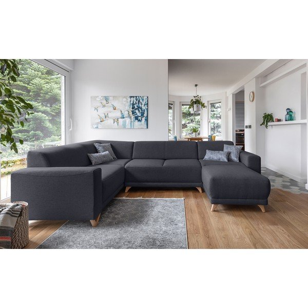 Antracitszürke kinyitható-tárolóhelyes sarokkanapé (bal oldali-U alakú) Classy Sophie – Miuform-image-1