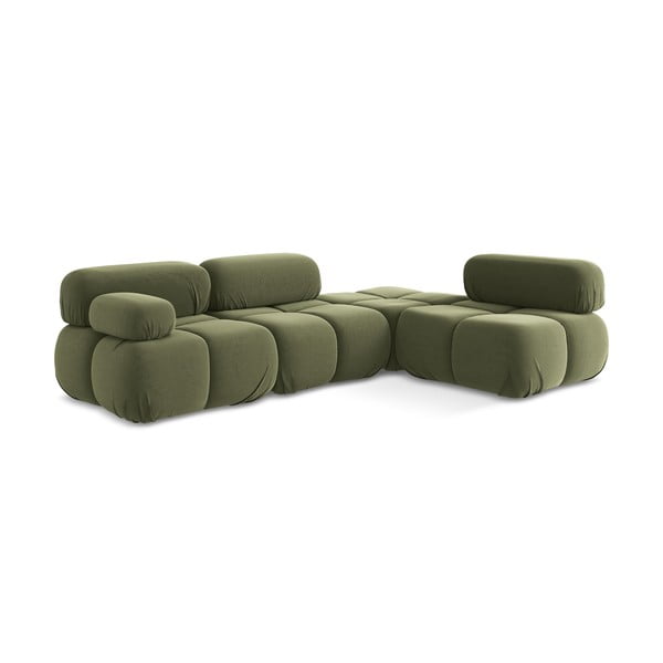 Világoszöld bársony moduláris sarokkanapé (jobb oldali) Lokua – Makamii-image-3