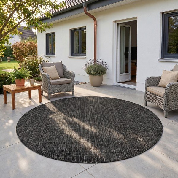 Fekete kerek kültéri-beltéri szőnyeg ø 80 cm Mira 1450 – Ayyildiz Carpets-image-1