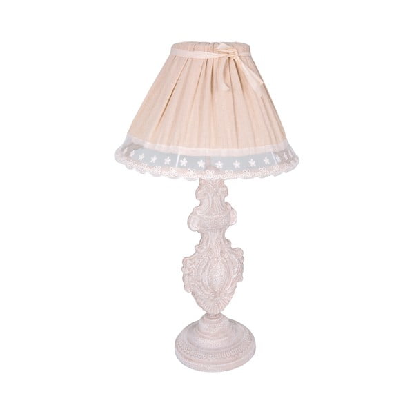 Világos rózsaszín asztali lámpa textil búrával (magasság 56 cm) – Antic Line