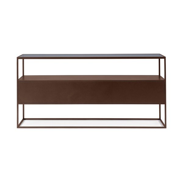 Sötétbarna konzolasztal üveg asztallappal 30x140 cm Godric – Bizzotto