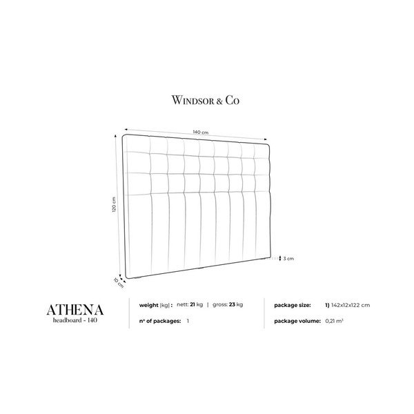 Athena szürke ágytámla bársony kárpittal, 140 x 120 cm - Windsor & Co Sofas-image-4