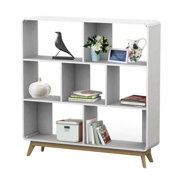 Fehér könyvespolc 122x126 cm Caitlin – Støraa-image-2