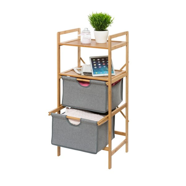 Szürke-barna bambusz fürdőszobai polcos állvány 44x96 cm Bahari – Wenko-image-3