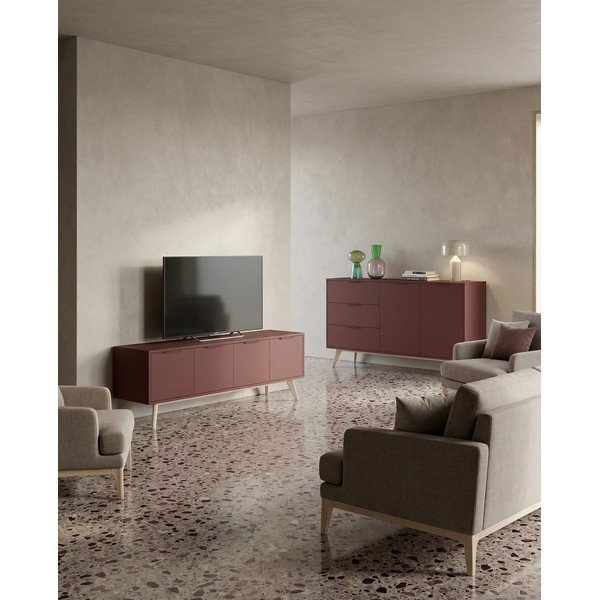 Terrakotta színű matt TV-állvány 140x53x40 cm Campus – Marckeric-image-1