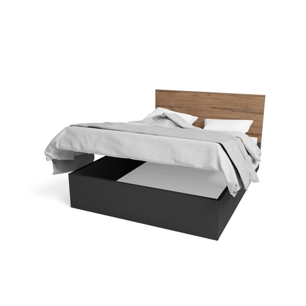 Fekete franciaágy tárolóhellyel és ágyráccsal 160x200 cm Malta - Marckeric-image-2