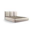 Krémszínű bársony kárpitozott ágyneműtartós franciaágy ágyráccsal 160x200 cm Brody – Mazzini Beds